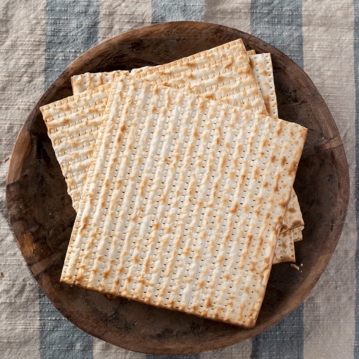 matzah on a wooden tray